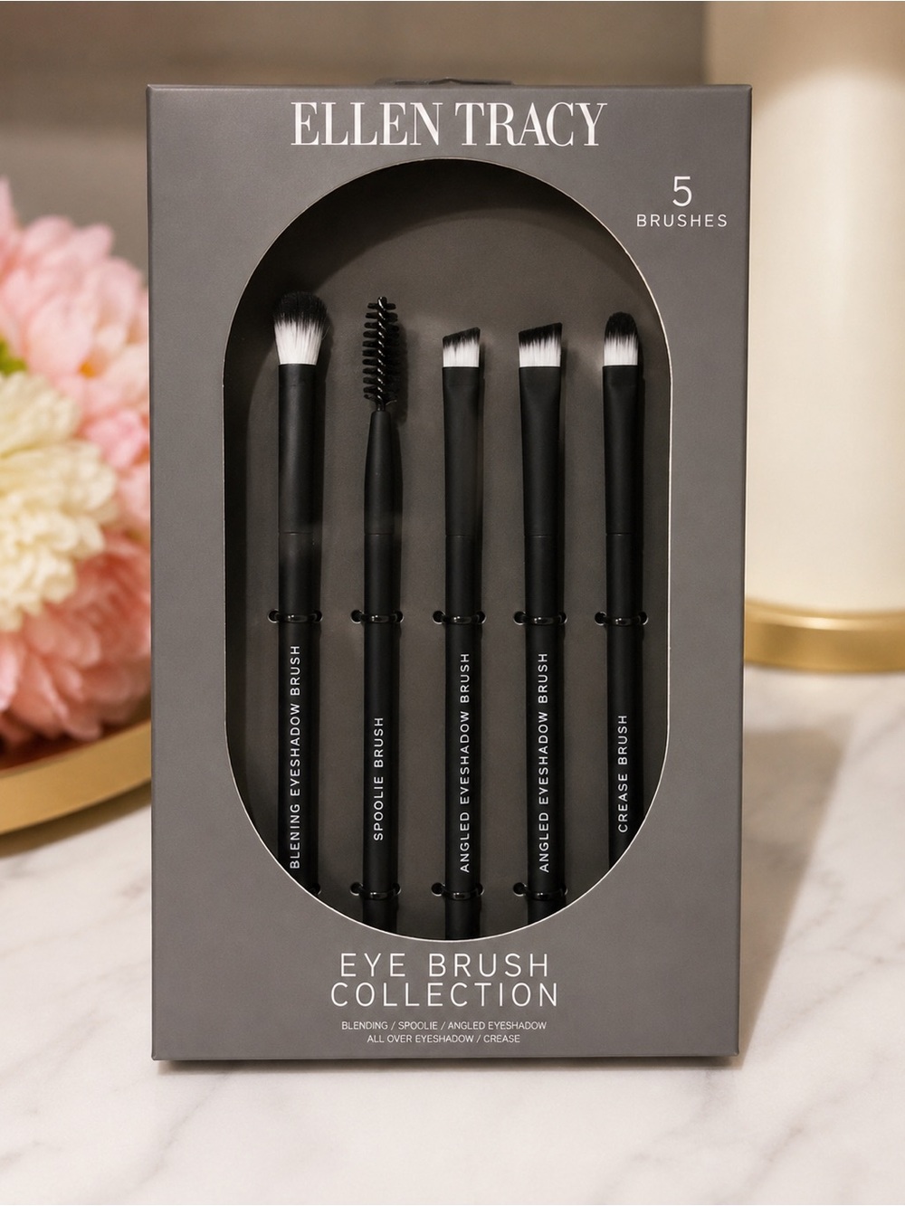 Ellen Tracy Black Eye Brush Set with Black & White Bristles